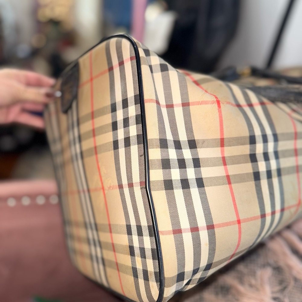 Burberry Tan and Black Check Travel Bag - Picture 3 of 8